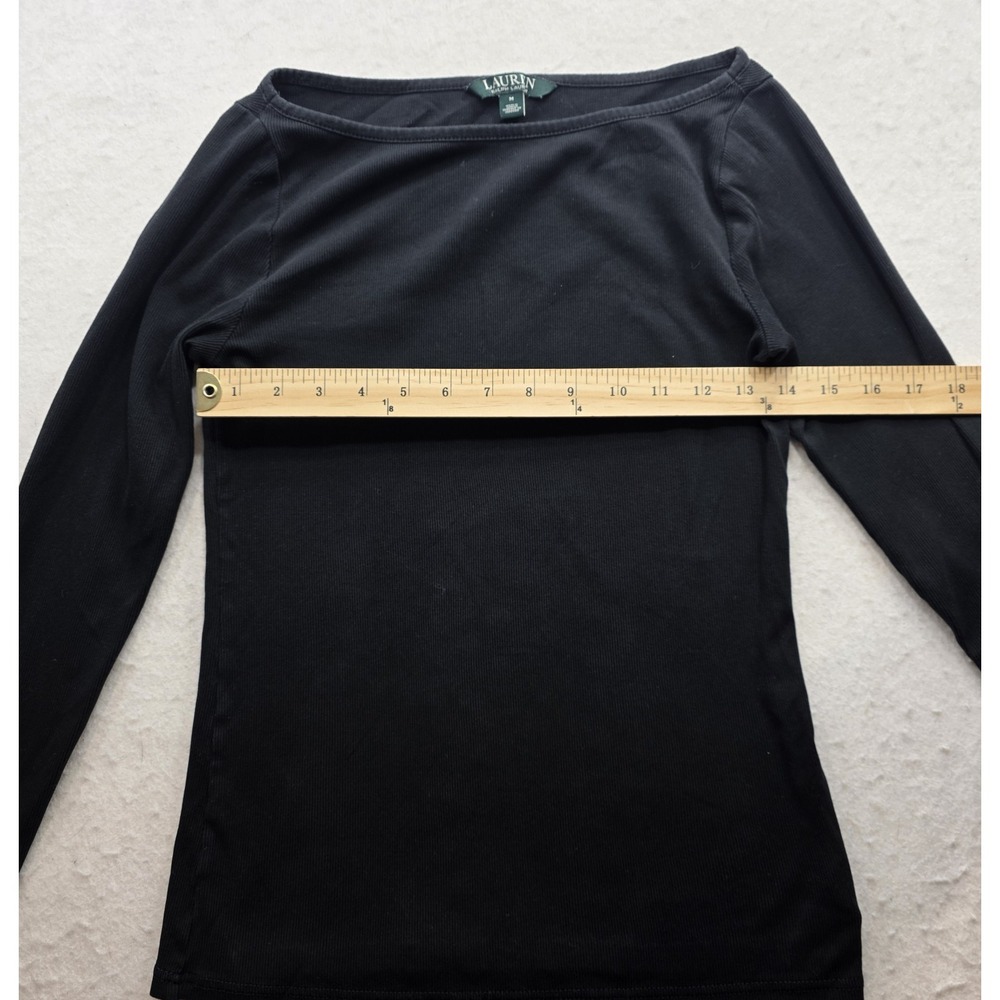 Lauren Ralph Lauren Women's Black Button Sleeve Long Sleeve T-Shirt. Size M - Picture 4 of 9